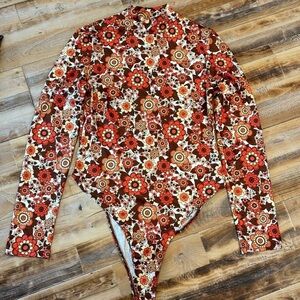 SHEIN Floral Print Bodysuit - Size Large